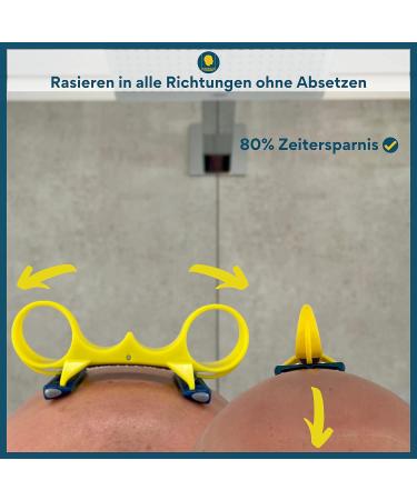 Twinshaver Bald Shaver 0mm | 4 Razor Blades Cut Protection & 80% Time Saving Body & Head Razor for Men & Women - Yellow/Silver - Buy Online on SooperMarket.com
