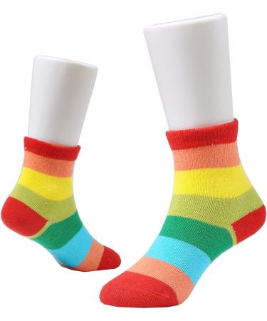 EPEIUS Kids Girls' 5 Pack Seamless Rainbow Stripes Crew Socks - Size Medium, Assorted Colors - Buy Online on SooperMarket.com