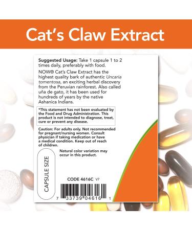 Now Foods Cat's Claw Extract 60 Veg Capsules - Natural Immune Support - Buy Online on SooperMarket.com