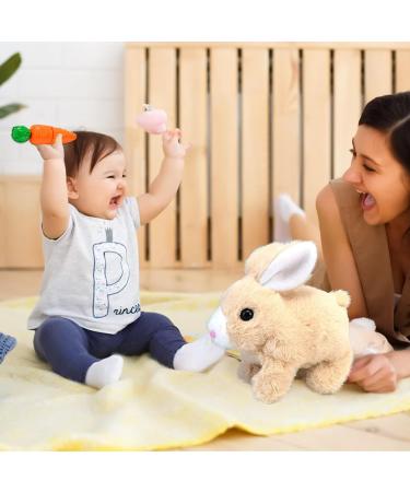 Woeau Rabbit Toy for Kids - Interactive Plush Bunny with Carrot, Sounds & Movements (Brown) - Buy Online on SooperMarket.com
