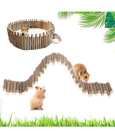Longzhuo hamster wood fence hamster toys rat conductor bridge hamster cubes toy wood ladder natural hiding place with roller teeth molar exercises for mole houses small animals 50 cm