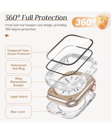 Goton 2-in-1 Waterproof Bling Case for Apple Watch 40mm - Full Glitter Diamond Rhinestone Bumper Cover for Women | Compatible with SE (2nd Gen), Series 6/5/4 - Clear - Buy Online on SooperMarket.com
