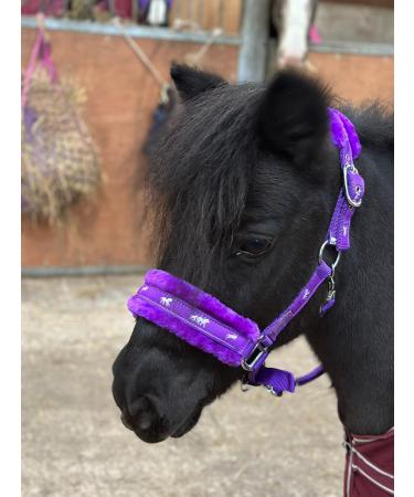 Equipride Horse Print Faux Lined Nylon Headcollars with Matching Lead Rope Purple (Pony)