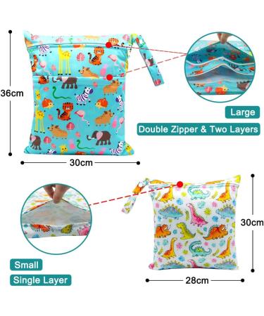 HOTLIKE 2Pcs Waterproof Reusable Wet Bag | Cloth Diaper Organizer for Daycare, Travel, Beach | Double Zipper Storage Bag - Blue - Buy Online on SooperMarket.com