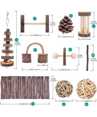 ERKOON Small Animal Chew Toys - Natural Wooden Accessories for Hamsters, Guinea Pigs, Gerbils, Rats, Chinchillas - Boredom Breaker, Teeth Molar Exercise - Play Bridge, Roller, Dumbbells - Buy Online on SooperMarket.com