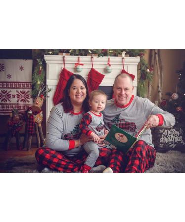 IFFEI Christmas Family Matching Pajamas Set | Xmas Letter Print Tops Plaid Pants Sleepwear | Women Men Kids Baby Pet | Grey/Truck - Buy Online on SooperMarket.com