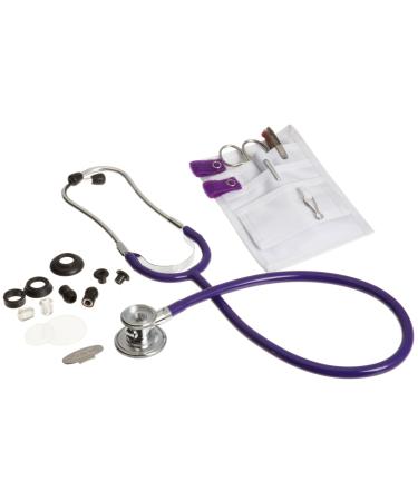 ADC Nurse Medical Accessory Combo Kit Includes Pocket Pal II Kit with Lister Bandage Scissors 3-Color Pen Adlite Plus Penlight and Adscope 647 Sprague-1 Single-Tube Stethoscope Purple