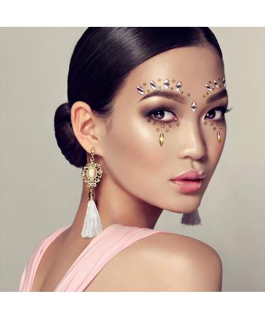 Set of 4 Rhinestone Face Jewels & Festival Gems - Crystal Lemon Temporary Tattoos - Buy Online on SooperMarket.com