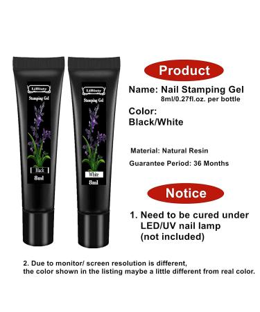 Black & White Nail Stamping Gel Polish Set - 2Pcs 8ml Art Printing for Nail Plate Template - Buy Online on SooperMarket.com