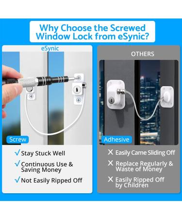 eSynic 4pcs Window Safety Restrictors with Keys - White UPVC Window Security Locks for Child Safety - Ideal for Home and Public Use - Buy Online on SooperMarket.com