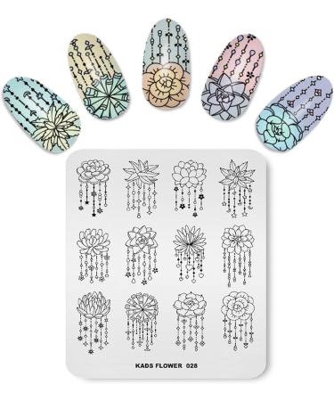 KADS Nail Stamping Plate FL028 - Flower Nature DIY Manicure Stencil Tool - Buy Online on SooperMarket.com