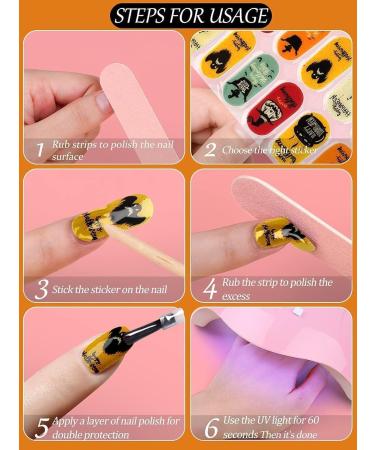 Kalolary Halloween Gel Nail Polish Stickers 20PCS Nail Adhesive Wrap Full Wraps Gel Nail Strips with Nail File and Stick for Halloween Nail Art Decor (UV/LED Lamp Required) - Buy Online on SooperMarket.com