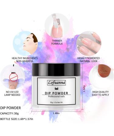 Lofuanna Dip Powder Nail Kit Starter - Clear Nail Dipping Set for DIY French Nail Art - Easy to Apply at Home or Salon - No UV/LED Needed - Includes Base, Top Coat, Activator, and Brush Saver - #010 - Buy Online on SooperMarket.com