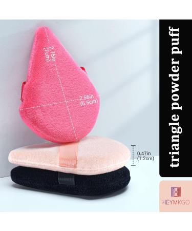 HEYMKGO Velvet Triangle Powder Puffs - 4 Pcs Dual-Use Makeup Puff Set for Setting Powder, Pressed Powder, and Under Eye Application in Black/Rose - Buy Online on SooperMarket.com