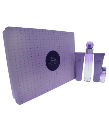 Perry Ellis 360 Purple 4 Piece EDP Spray/Body Lotion/Shower Gel Gift Set for Women