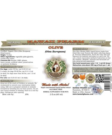 Organic Olive Leaf Liquid Extract for Pets - Alcohol-Free Herbal Supplement 2x2 oz by HawaiiPharm - Buy Online on SooperMarket.com