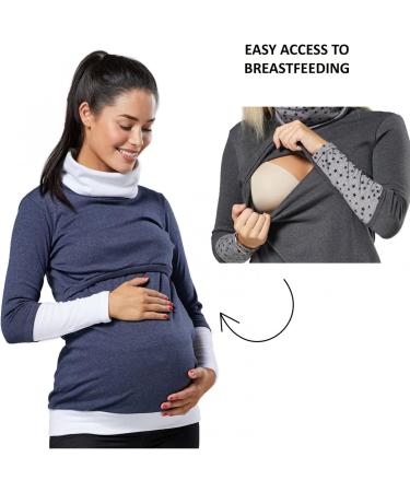HAPPY MAMA Women's Maternity Nursing Jumper Sweatshirt 348 - Size 10-12, Black & White - Buy Online on SooperMarket.com