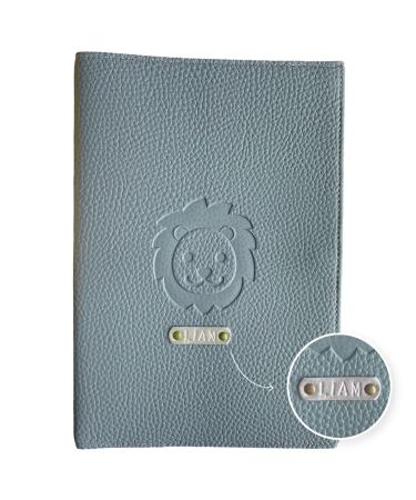 U-book cover personalized with name - examination booklet & vaccination record cover children - lion - document bag (blue)
