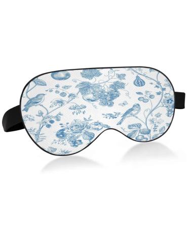 WELLDAY Sleep Mask Chinoiserie Berries Birds Night Eye Shade Cover Soft Comfort Blindfold Blockout Light Adjustable Strap for Men Women