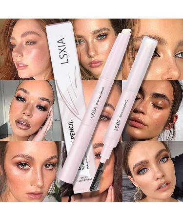 LSxia Double-headed Eye Brow Wax Pen  2 in 1 Clear Eye-brow Gel Pencil with Eye-brow Comb  Waterproof Brow Gel / Eye-brow Styling Soap / Eye-brow Wax Pencil for Reshape the Boundary 3D Eyebrows Makeup