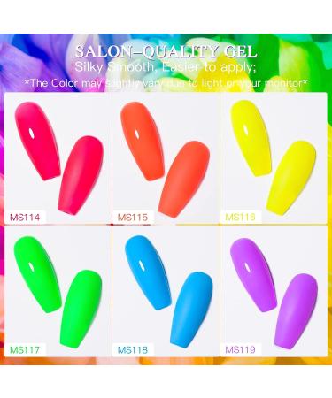 MSRUIOO Glow in the Dark Gel Nail Polish Set - 6 Luminous Neon Colors for DIY Nail Art | Fluorescent Gel Polish with Glow Effect | Soak Off UV Gel Polish - Buy Online on SooperMarket.com