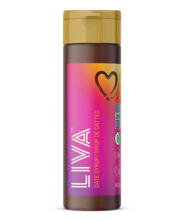 LIVA, Pure Date Syrup, Organic, Non-GMO, Gluten Free, Vegan, Source of Fibre, 400g Bottle, 1 count