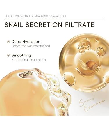 LAIKOU Korea Snail Mucin Skincare Set Gift Set for Teenage Girls Women Snail Mucin Cleanser Toner Face Serum Eye Cream Moisturiser Enhance Elasticity Smooth Fine Lines & Refine Pores Travel Kit - Buy Online on SooperMarket.com