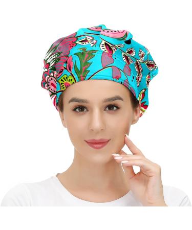 MUKJHOI Adjustable Flower Leaves Working Cap for Women Men | Bouffant Hat with Sweatband - Buy Online on SooperMarket.com