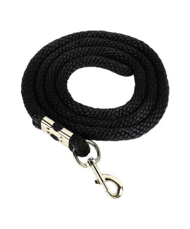 Horse Halter Pulling Rope Harness Bold Two Meter Rope with Large Horse Hook Horse Web Lunge Line Horse Training Rope Equine Lunge Line (Black)