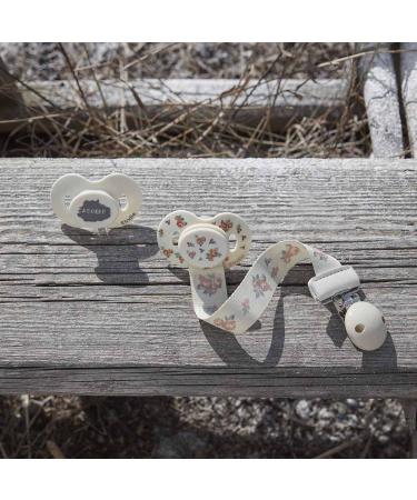 Elodie Details Pacifier Chain 2 Pack - Scandinavian Design for Baby Boys & Girls | Fabric & Wood Clip | Universal Silicone Ring | Autumn Rose & Candy Pink - Buy Online on SooperMarket.com