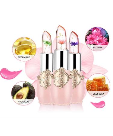 Petansy 6 Pack Crystal Jelly Flower Lipstick Set - Long Lasting Moisturizing Lip Gloss Kit with Magic Color Change - Nutritious Temperature Lip Balm Set - Buy Online on SooperMarket.com