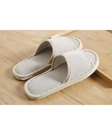 6 Pair Open Toe Breathable Spa Slippers for Hotel Guests - Beige Medium & Gray Large - Washable Unisex Slippers - Buy Online on SooperMarket.com