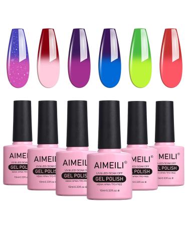 AIMEILI Soak Off UV LED Temperature Colour Changing Chameleon Gel Nail Polish Multicolour/Mix Colour/Combo Colour Set Of 6pcs X 10ml - Kit 15 KIT6-15 1.67 ml (Pack of 6)