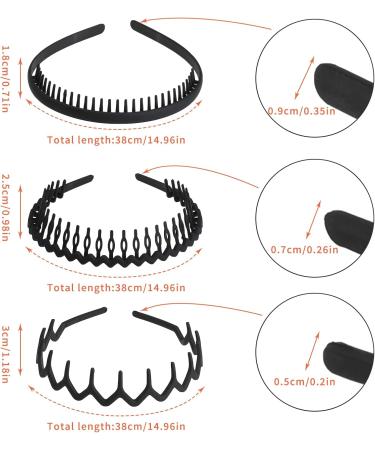 WLLHYF 3 Pieces Sharks Tooth Hair Comb Plastic Non Slip Headband Wavy Teeth Hair Hoop Fashion Effortless Hairband Hair Accessory for Women Girls Men Black - Buy Online on SooperMarket.com