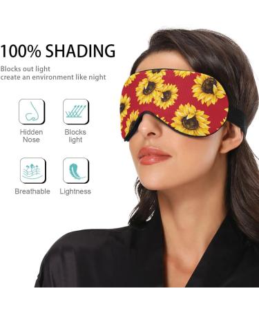 Haskirky Light Blocking Eye Mask - Breathable & Adjustable for Men and Women | Perfect for Travel, Yoga, Meditation, Office & Deep Sleep - Red Sunflower Design - Buy Online on SooperMarket.com