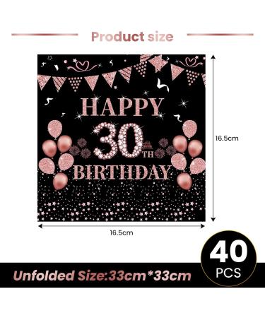 40 Rose Gold Napkins - 30th Birthday Party Decor | 33x33cm Paper Napkins for Men & Women - Buy Online on SooperMarket.com