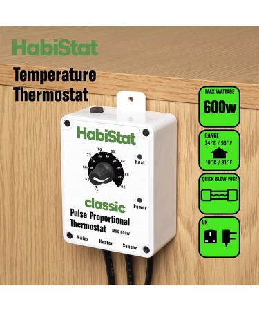 Habistat - Classic On/Off Temperature Thermostat - White - 600w - Accurate Dial - Easy To Use - Ideal For Controlling Heat Mats - Buy Online on SooperMarket.com