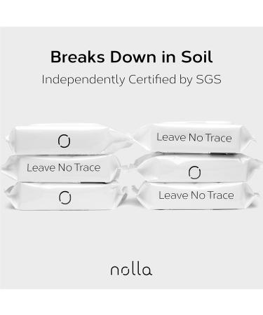 Nolla Flushable Wipes - 100% Plant-Based, Plastic-Free, Biodegradable - Unscented with Aloe & Vitamin E - Septic & Sewer Safe - 360 Count (6 Packs of 60) - Buy Online on SooperMarket.com