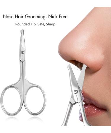 Jarvistar Premium Rounded Bent Nasal Scissors - Stainless Steel Facial & Nail Scissors for Men - 9.5 cm Ear & Hair Scissors - Bartscher Quality - Buy Online on SooperMarket.com