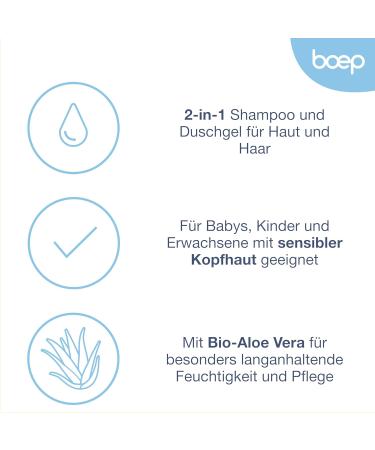Boep 2-in-1 Baby Shampoo & Shower Gel | Organic Aloe Vera | Sulfate & Paraben-Free Natural Baby Care (150ml) - Buy Online on SooperMarket.com