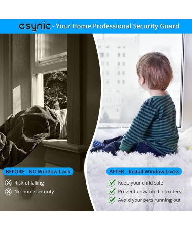 eSynic 4pcs Window Safety Restrictors with Keys - White UPVC Window Security Locks for Child Safety - Ideal for Home and Public Use - Buy Online on SooperMarket.com
