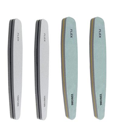 Nail Files 4 Pieces Nail Buffer Blocks Professional Double Sided Nail File 100/180 220/280 Grit for Acrylic Natural Gel Nails Polish Suitable for Home Nail Salon
