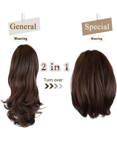 Sofeiyan Long Curly Ponytail Extension - Brown & Dark Auburn Mixed - Synthetic Hairpiece for Women - Buy Online on SooperMarket.com