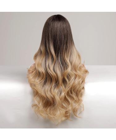 HAIRCUBE Long Ombre Blonde Lace Front Wigs for Women Brown to Blonde Natural Wavy Middle Parting Synthetic Wigs Lace Wigsâ¦ - Buy Online on SooperMarket.com