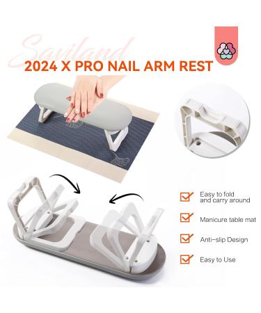 SAVILAND Foldable Nail Arm Rest | Soft Leather Nail Pillow & Non-Slip PVC Mat for Nail Techs | Essential Salon Accessory for Acrylic Nails - Buy Online on SooperMarket.com