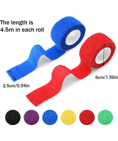 Heyu-Lotus 6 Pack Cohesive Bandages 2.5cm x 4.5m Vet Wrap Self Adherent Bandages Elastic Cohesive Tapes Pet Bandage Wraps for Dogs and Cats Assorted Colours (S) - Buy Online on SooperMarket.com
