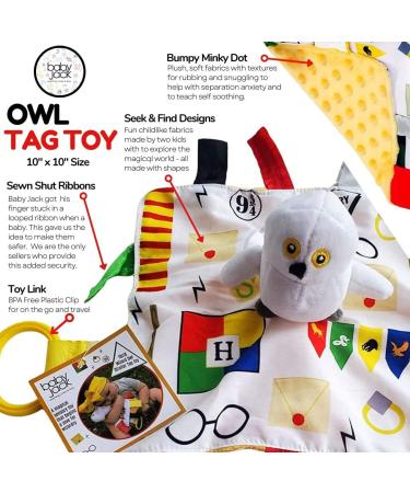 Baby Jack & Co Wizard Lovey Owl Tag Toy for Babies - House Colors - Soft & Safe - Ideal Baby Toy & Muggle Gift - Buy Online on SooperMarket.com