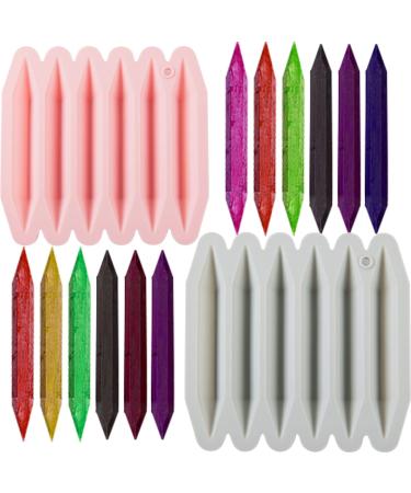 2 Pcs Crayon Mold Crayon Recycling Mold Cavity Double Tipped 3D Melted Crayon Molds Pure Silicone Oven Safe DIY Crayon Shaped Mold Reusable Durable Triangular crayon molds for DIY Making(Pink Gray)