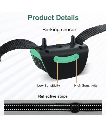 MASBRILL Anti Bark Collar for Large Medium Small Dogs - Dog Barking Collar with Vibration & Sound Harmless Training - Stop Dog Barking Deterrent Device 7 Sensitivity Adjustable No Bark Collar - Green - Buy Online on SooperMarket.com