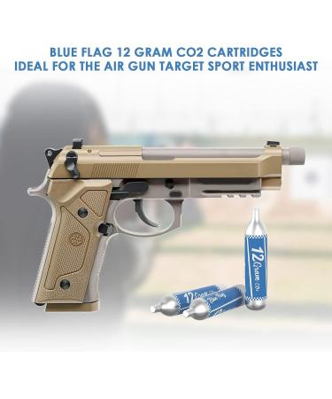 BLUE FLAG 12-Gram CO2 Cartridges - 10 Pack for Pellet, BB, and Airsoft Guns - Buy Online on SooperMarket.com